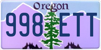 OR license plate 998ETT