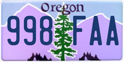 OR license plate 998FAA