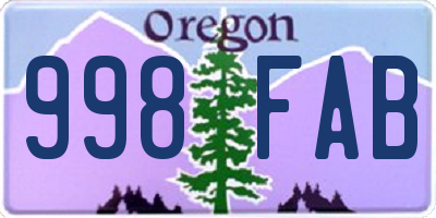 OR license plate 998FAB