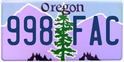 OR license plate 998FAC