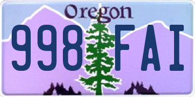 OR license plate 998FAI