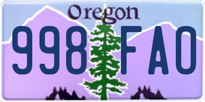 OR license plate 998FAO