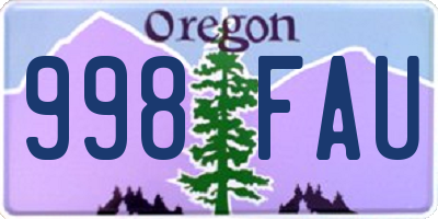 OR license plate 998FAU