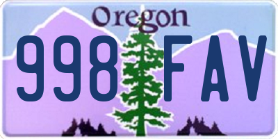 OR license plate 998FAV