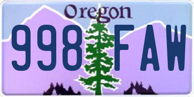 OR license plate 998FAW