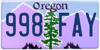 OR license plate 998FAY