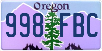 OR license plate 998FBC