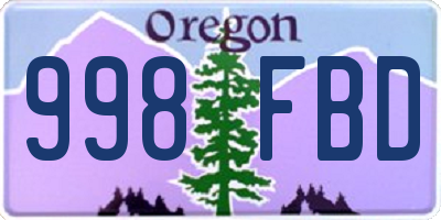 OR license plate 998FBD