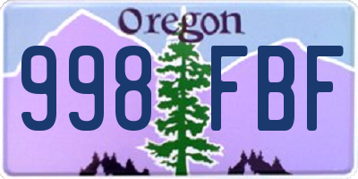OR license plate 998FBF