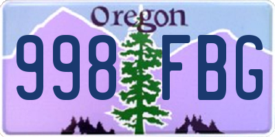 OR license plate 998FBG