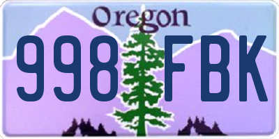 OR license plate 998FBK