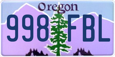 OR license plate 998FBL