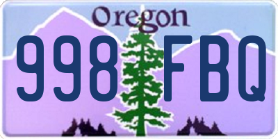 OR license plate 998FBQ