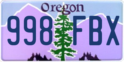 OR license plate 998FBX