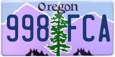 OR license plate 998FCA