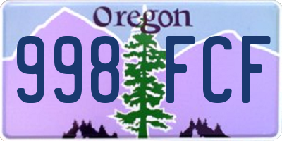 OR license plate 998FCF