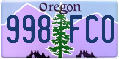 OR license plate 998FCO