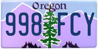 OR license plate 998FCY
