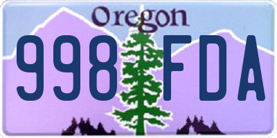 OR license plate 998FDA