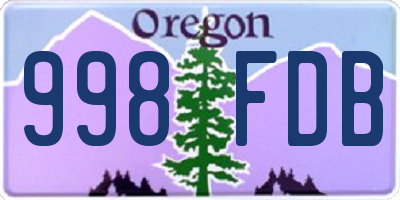 OR license plate 998FDB