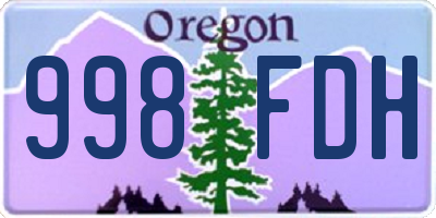 OR license plate 998FDH
