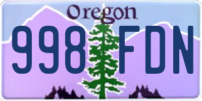 OR license plate 998FDN