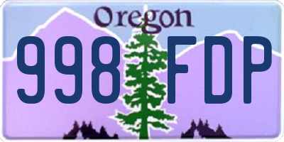 OR license plate 998FDP