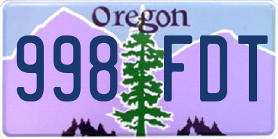 OR license plate 998FDT