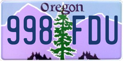 OR license plate 998FDU