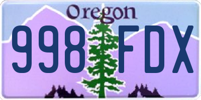 OR license plate 998FDX