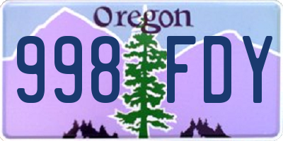 OR license plate 998FDY