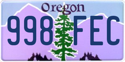 OR license plate 998FEC