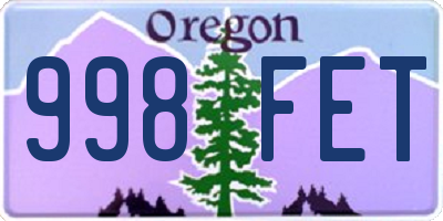 OR license plate 998FET