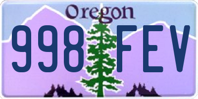 OR license plate 998FEV