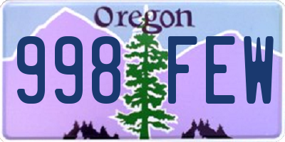 OR license plate 998FEW