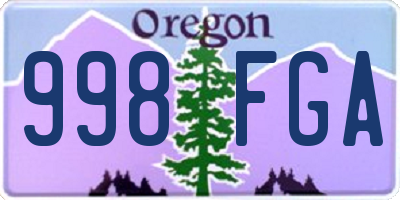 OR license plate 998FGA