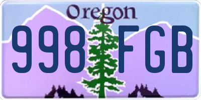 OR license plate 998FGB