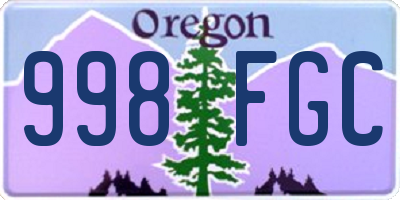 OR license plate 998FGC