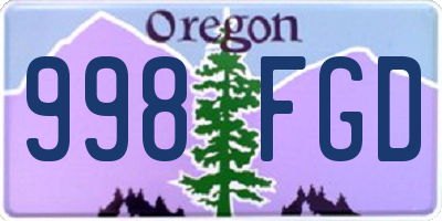 OR license plate 998FGD