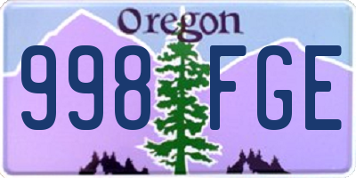 OR license plate 998FGE