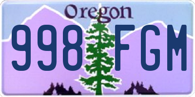 OR license plate 998FGM