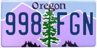 OR license plate 998FGN