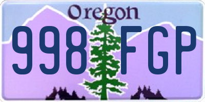 OR license plate 998FGP