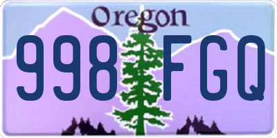 OR license plate 998FGQ