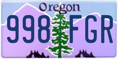 OR license plate 998FGR