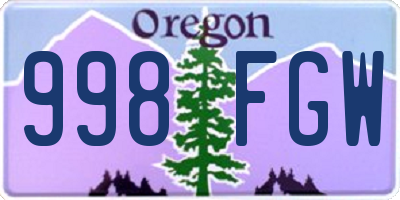 OR license plate 998FGW