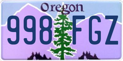 OR license plate 998FGZ