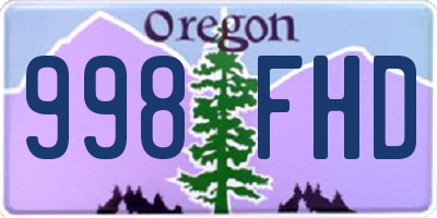 OR license plate 998FHD