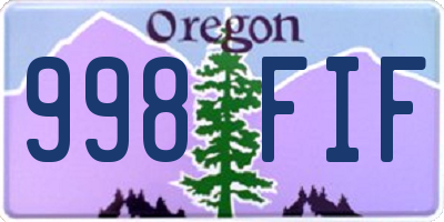 OR license plate 998FIF