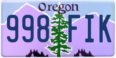 OR license plate 998FIK